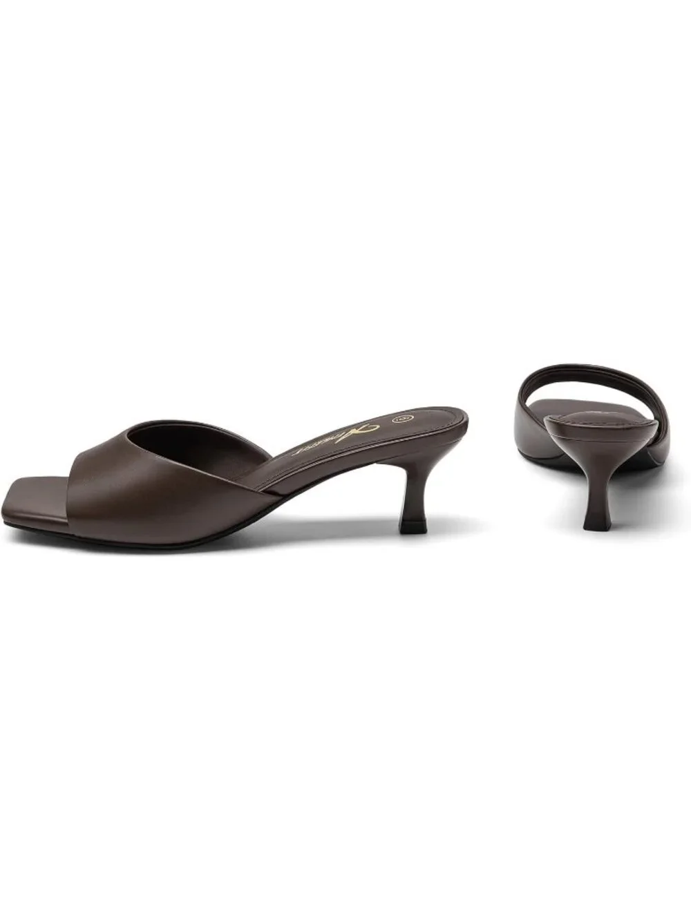 Women's Brown Sandals Square Open Toe Low Heels Comfortable Kitten Heels Shoes